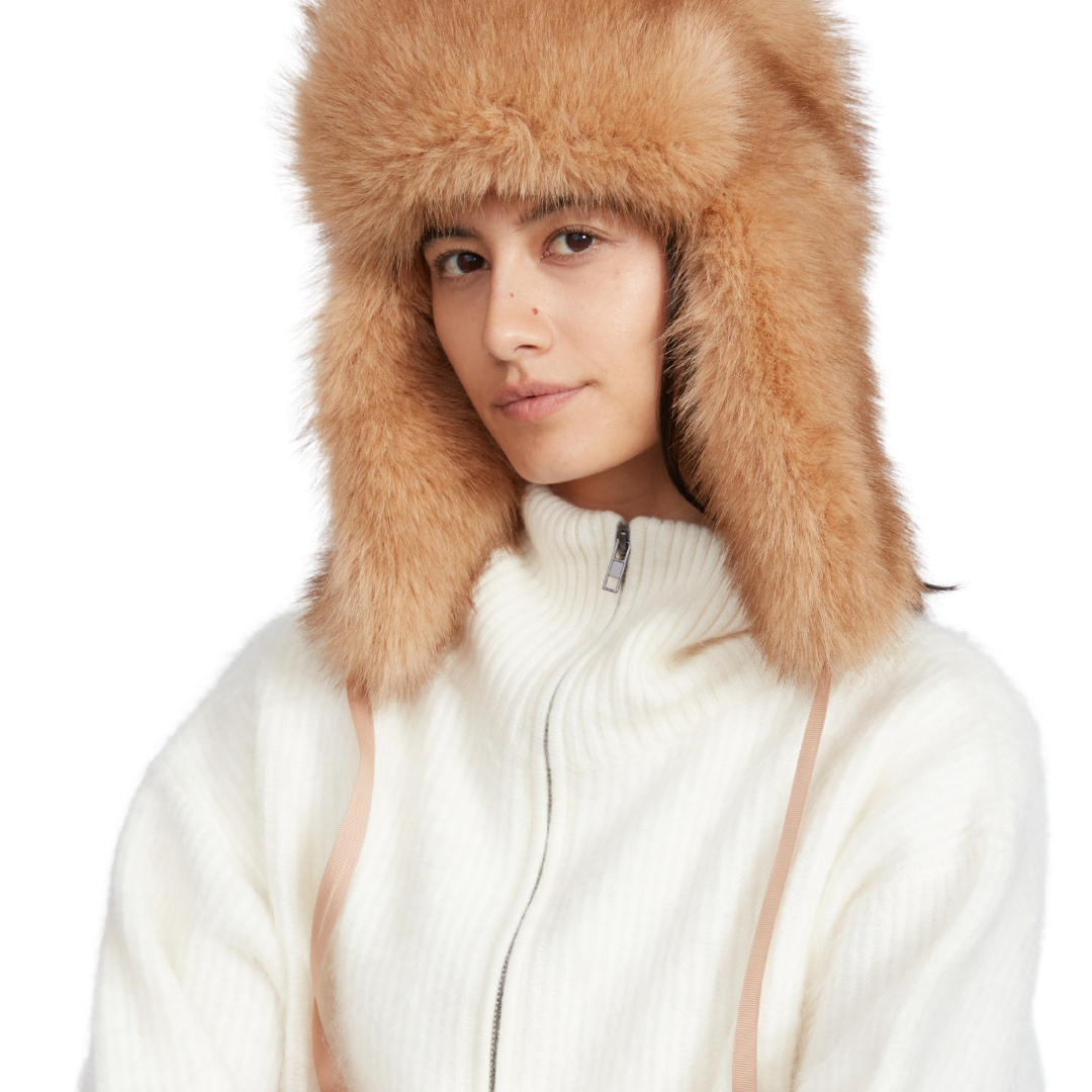Mel Faux Fur Trapper Hat in Camel