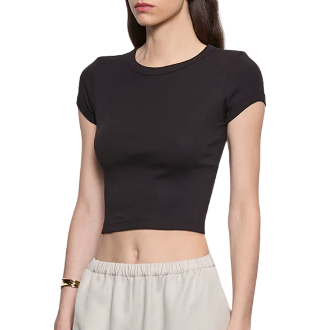 Supima Baby Cropped Tee in Black