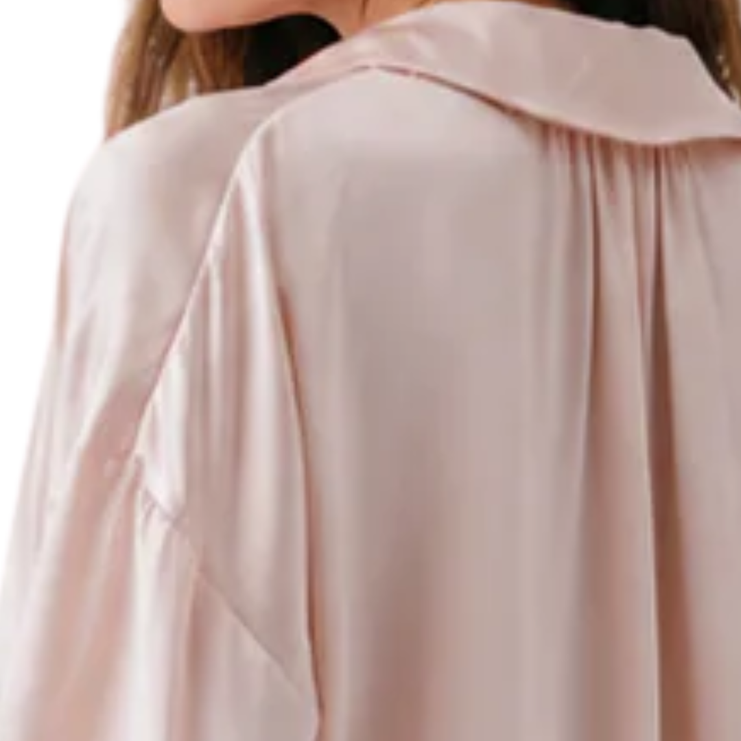 Chantal Relaxed Silk Popover w/ Shirring in Lunar