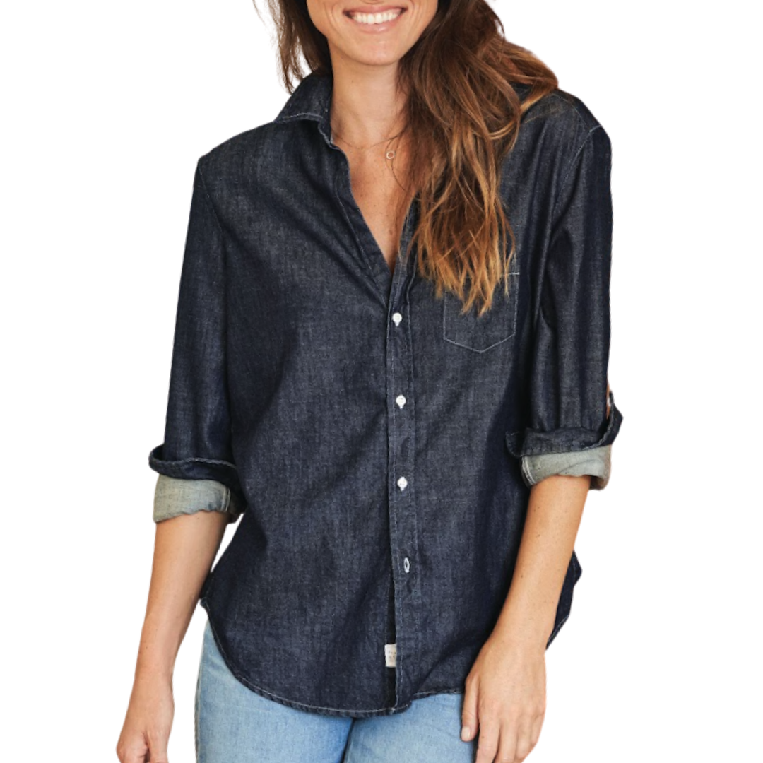 Eileen Relaxed Button up Shirt in Clean Dark Vintage Wash