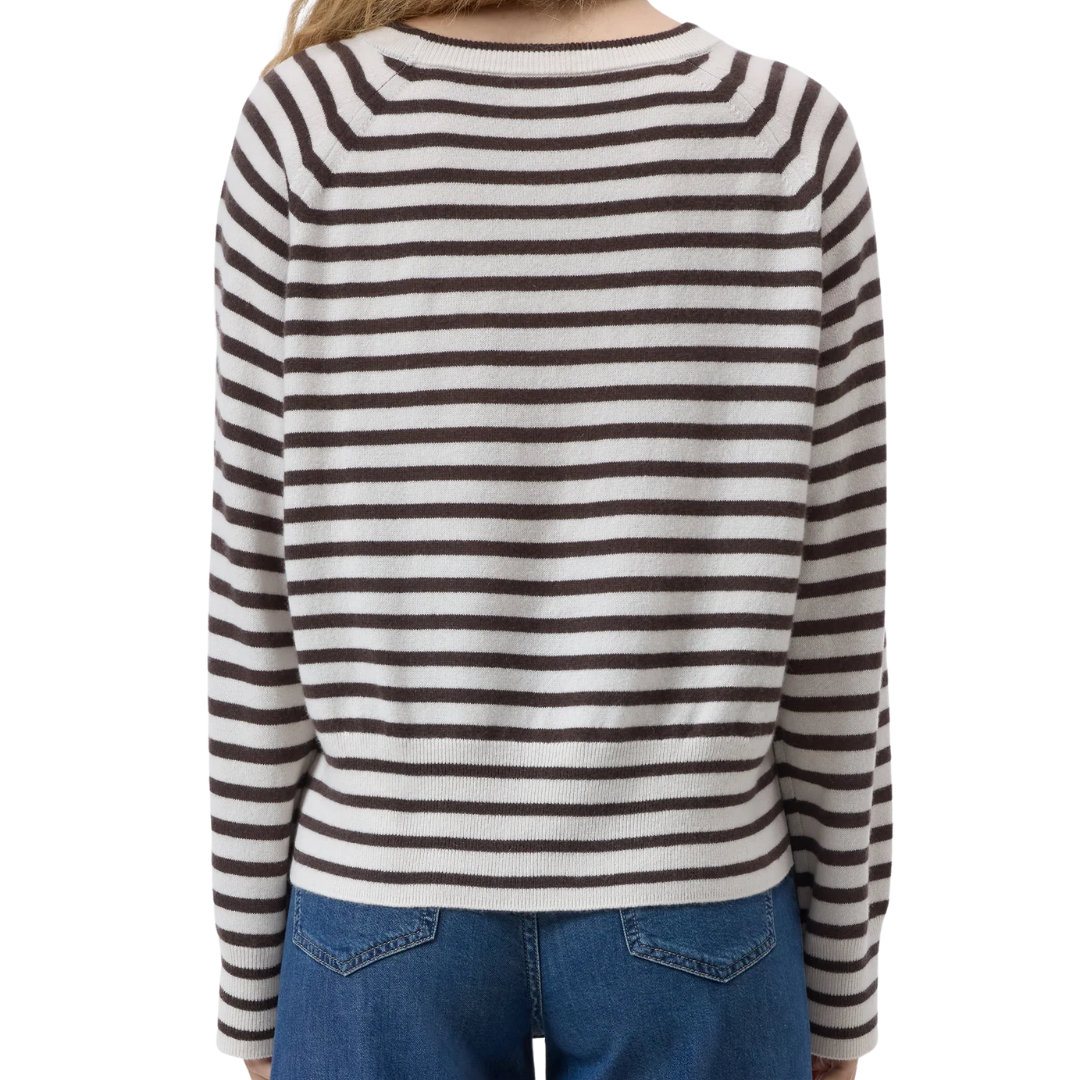 Striped Cashmere Jumper in Mahogany Brown