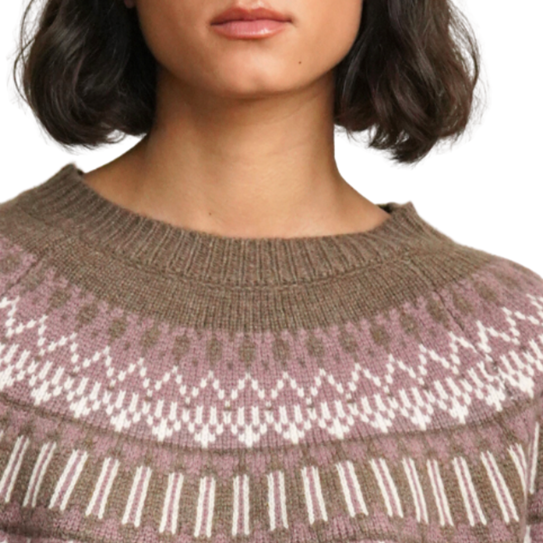 Millie Relaxed Pullover in Fairisle Swiss Brown