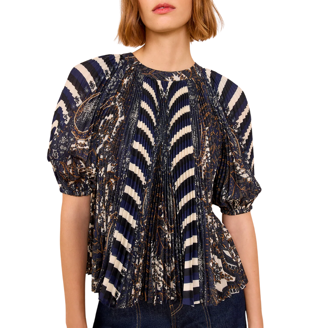 Dafne Pleated Blouse in Eclipse