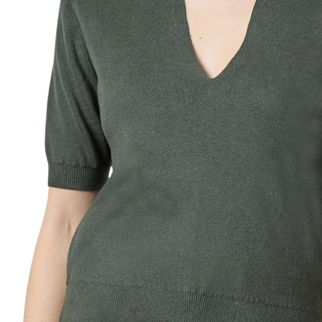 V-Neck Elbow Sleeve Sweater in Balsam