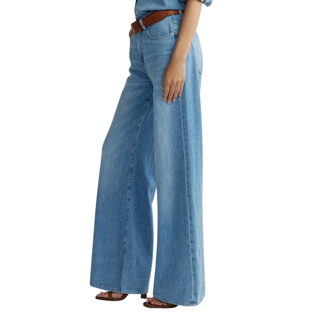 Alex Baggy Wide Leg Low Rise 32” Jeans in Riverbank Aura