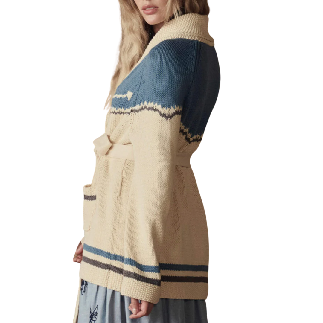 The Western Riding Cardigan Sweater in Robin Blue