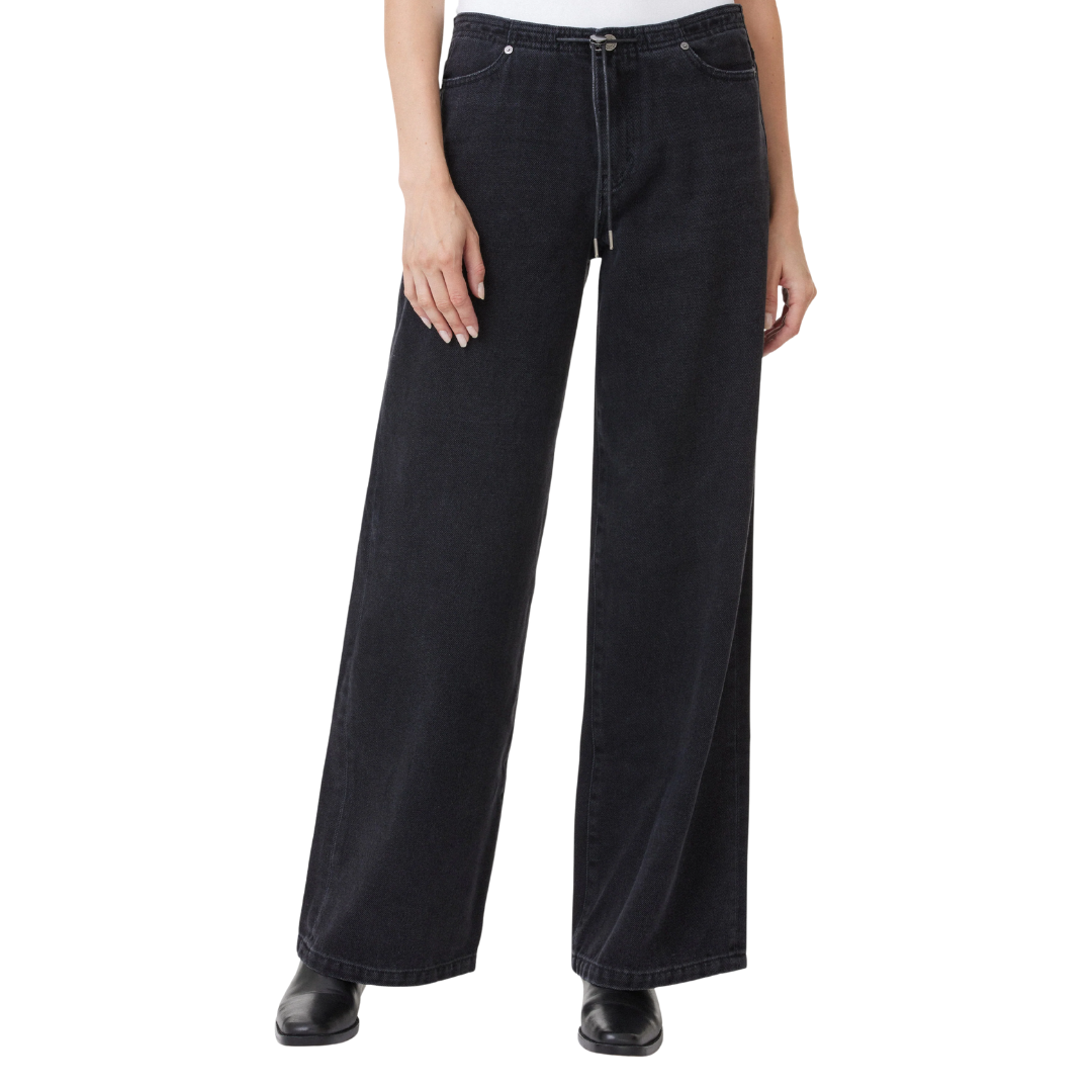 Jade Drawstring Wide Leg in Rinse