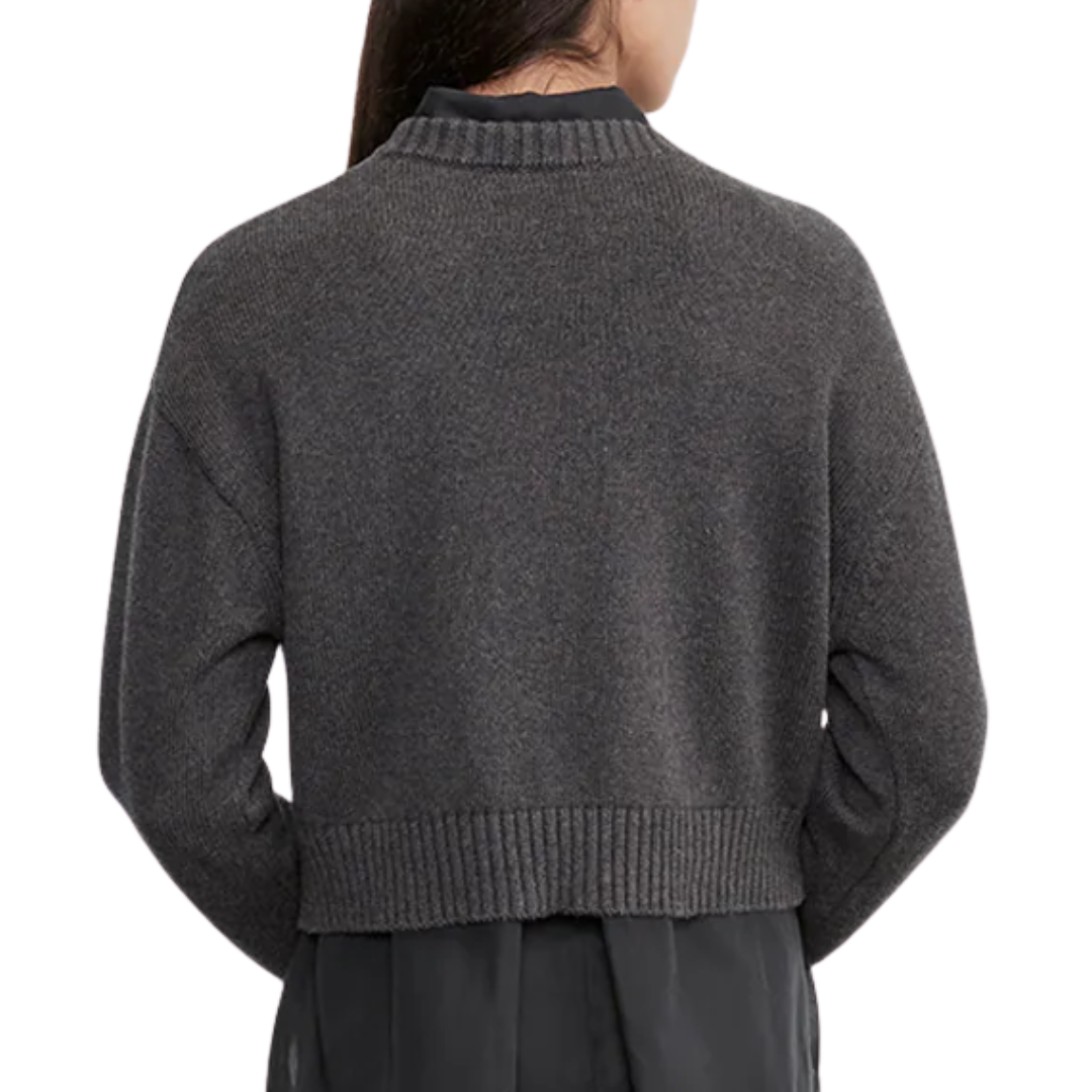 Chunky Cotton Cashmere Sweater in Charcoal
