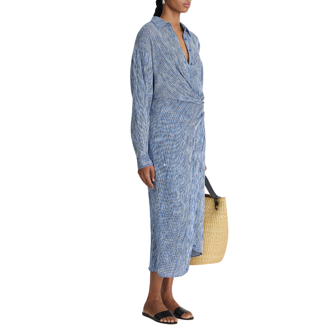 Airy Alexia Wrap Dress in Painted Marseille Stripe