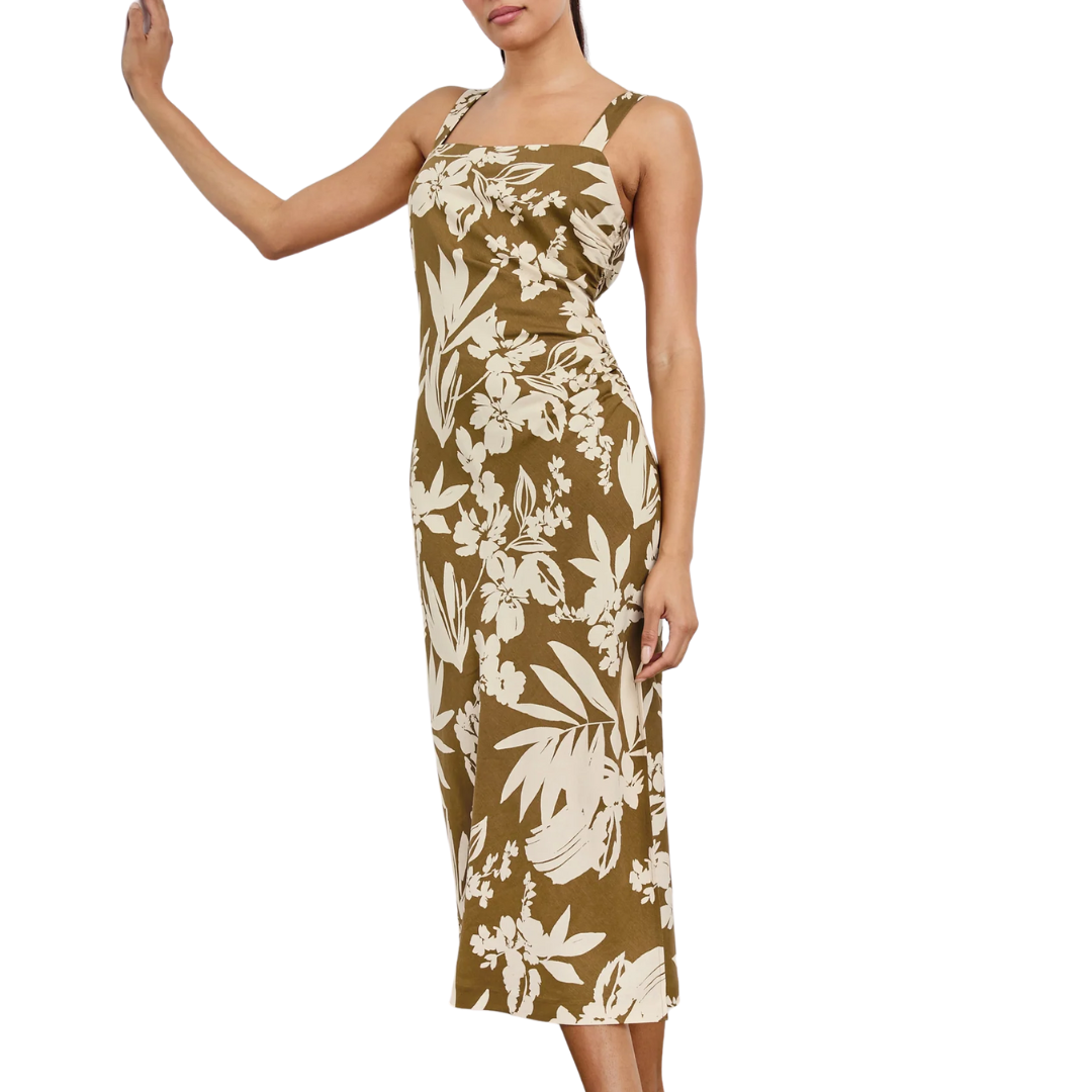 Damaris Dress in Olive Tropic