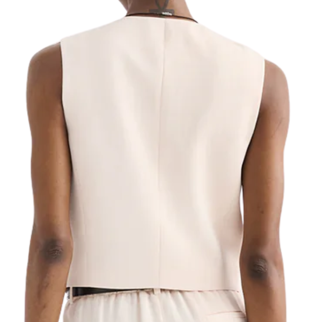 High Neck Hidden Placket Vest in Creme de Peche