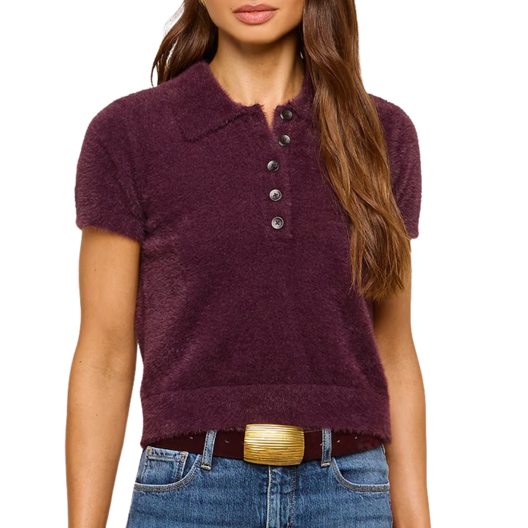 Cirrus Cropped Polo in Dark Plum