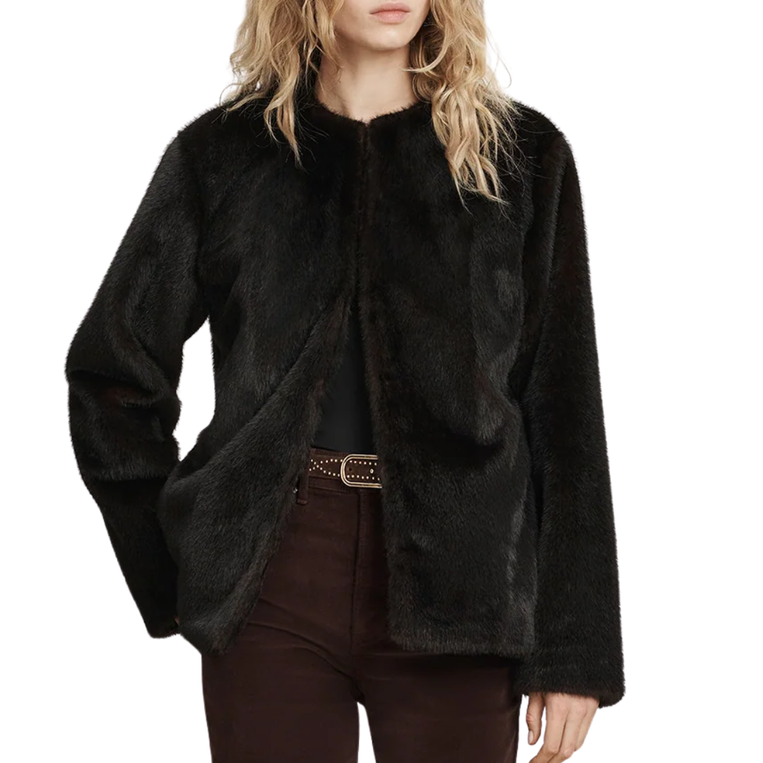 Griselda Faux Fur Coat in Sable