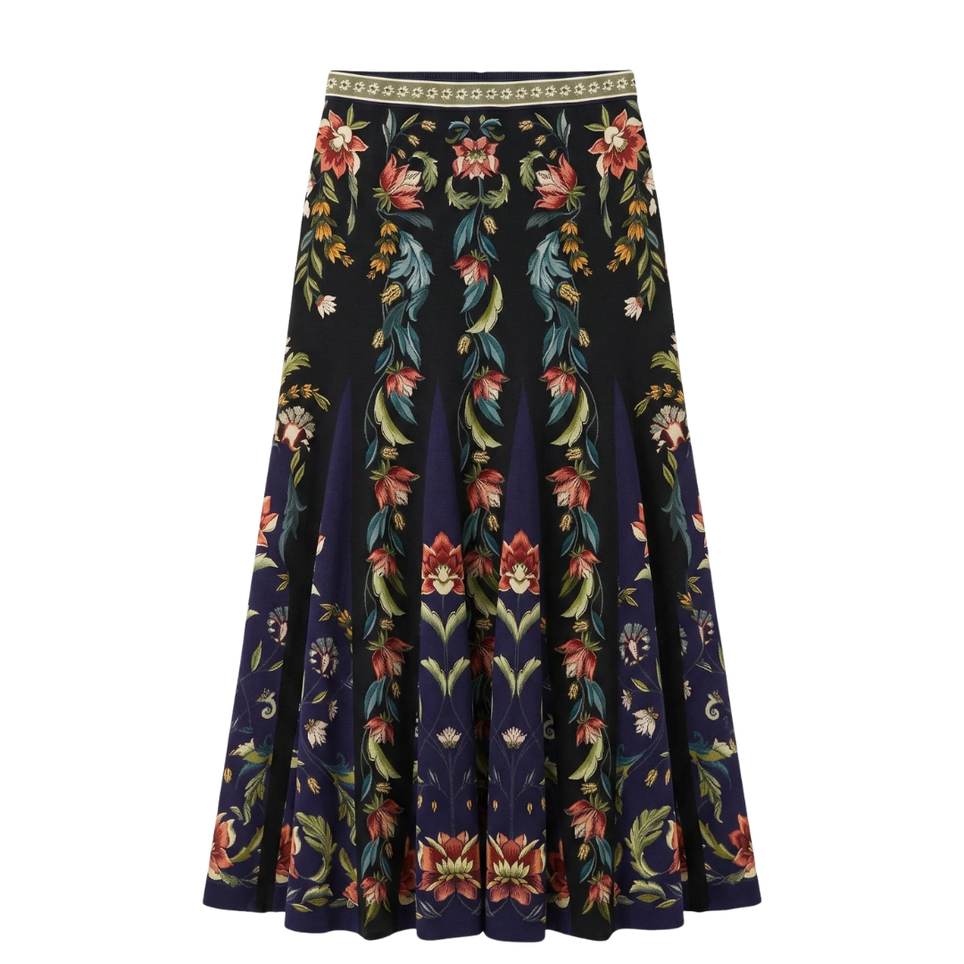 Natalia Pleated Maxi Skirt in Black