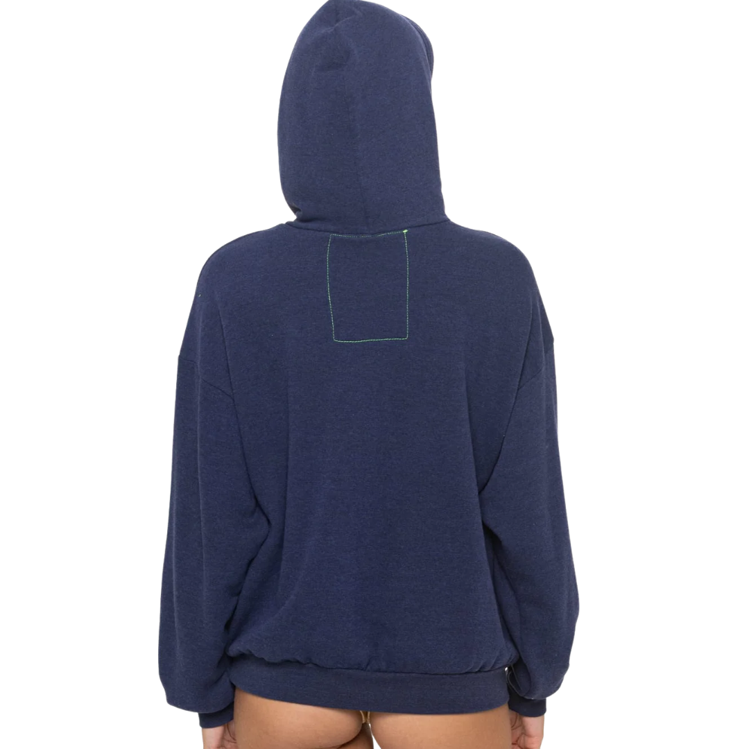 5 Stripe Relaxed Pullover Hoodie in Navy