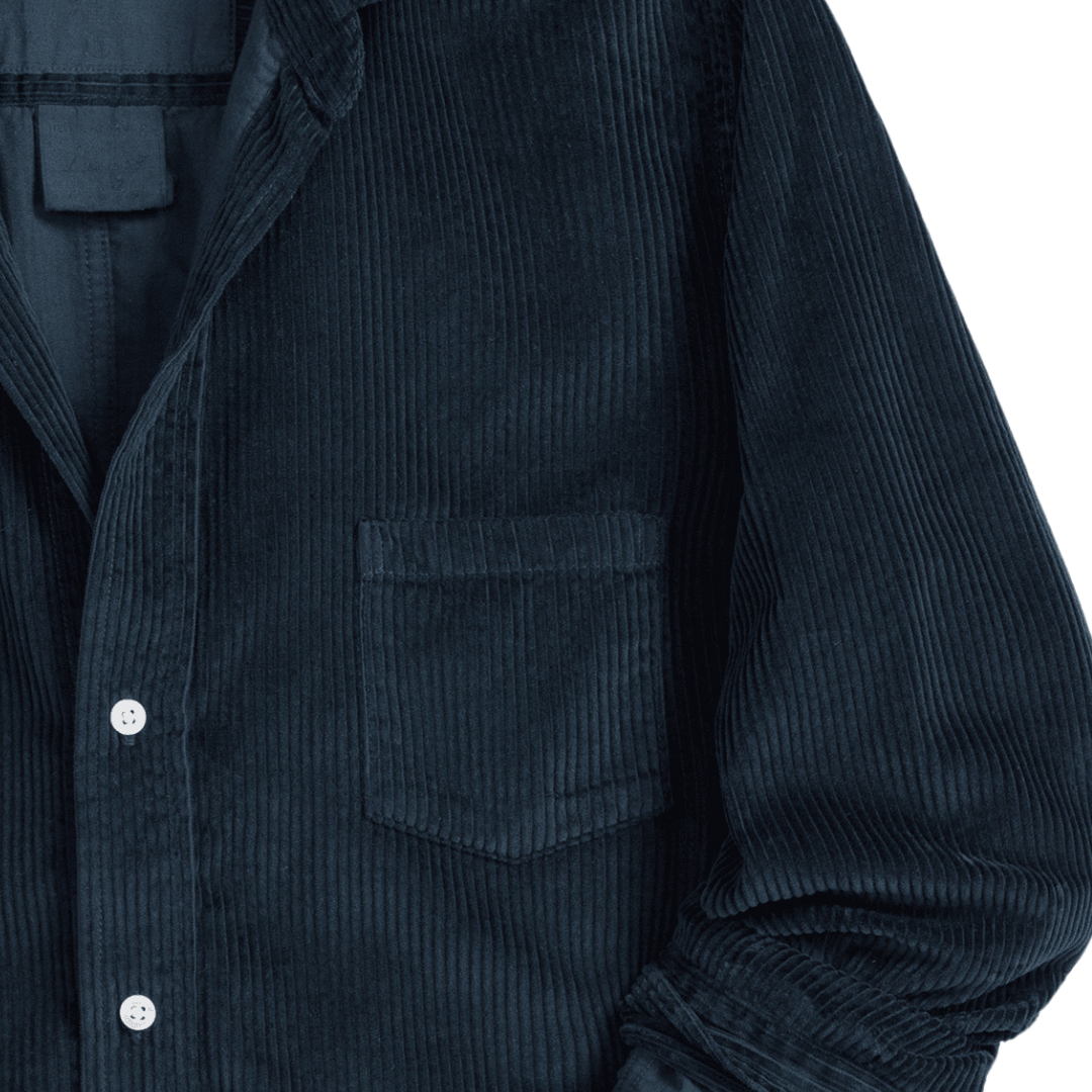 Barry Tailored Button-Up Shirt in Classic Navy Corduroy