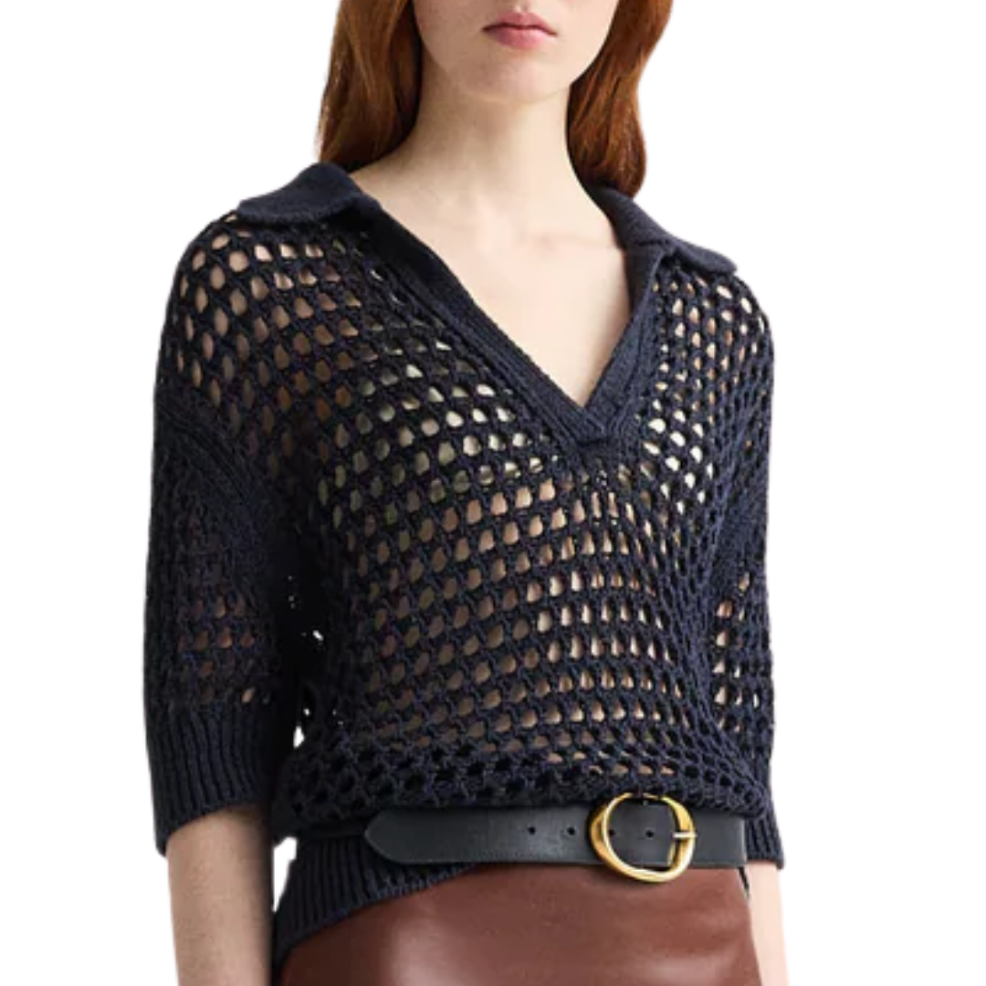 Unspoken Truth Polo Sweater in Night Sky