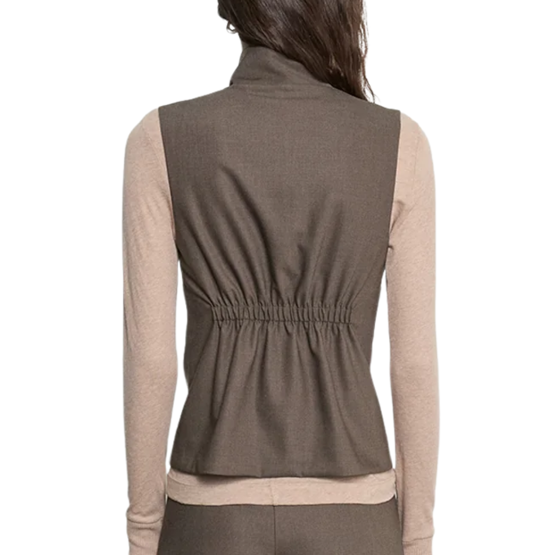 Suiting Hi-Neck Vest in Brown Heather