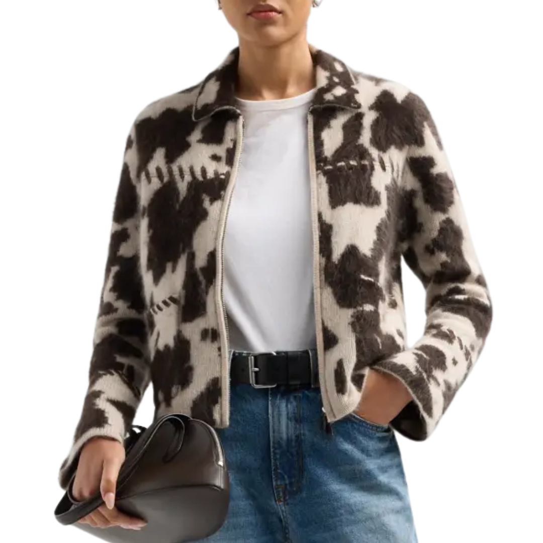Grizzly Cowhide Jacket in Oatmeal/Burnt Cocoa