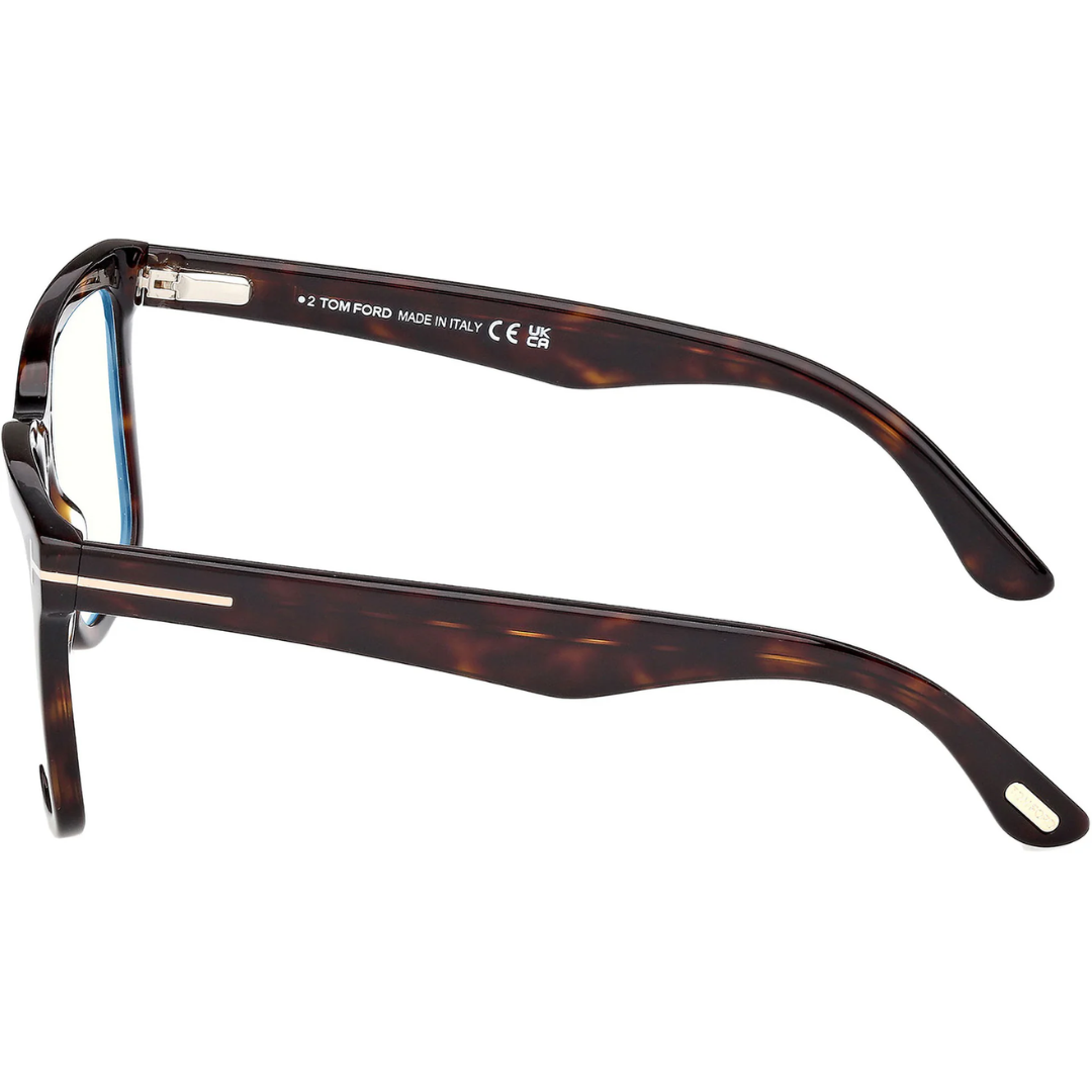 Blue Block Square Opticals With Clip On Sunglasses in Dark Havana