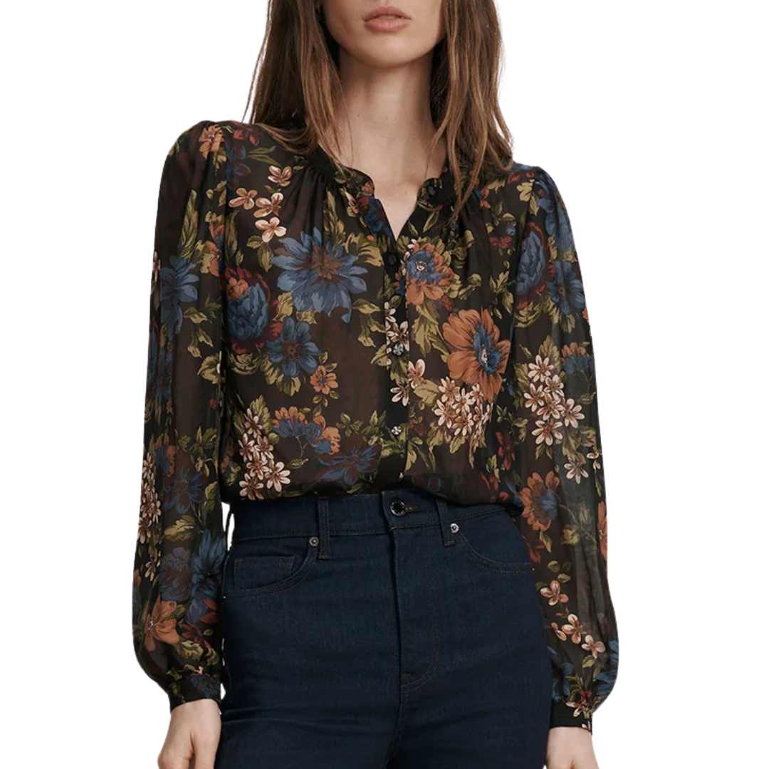 Ashlynn Silk Blouse in Black Multi
