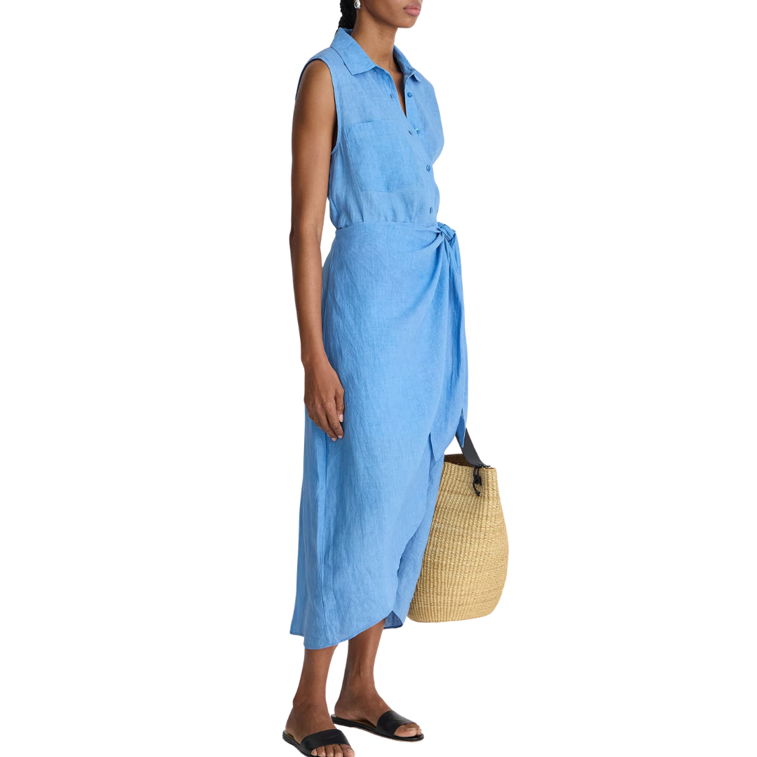 Tamar Sleeveless Wrap Maxi in Marina Blue