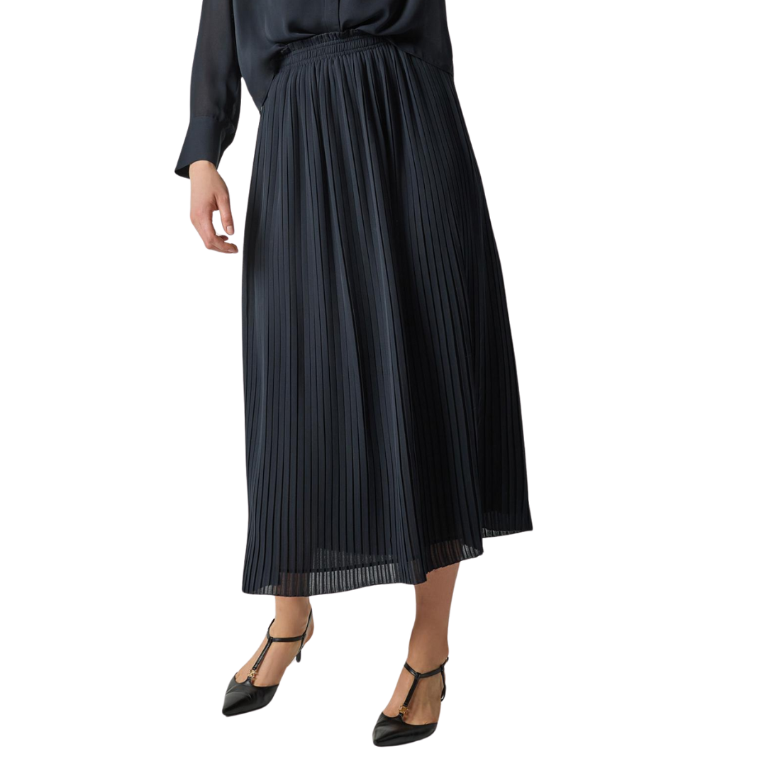 Pleated Maxi Skirt in Black