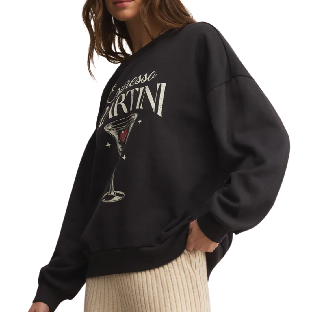 Oversized Martini Sweatshirt in Black Sand