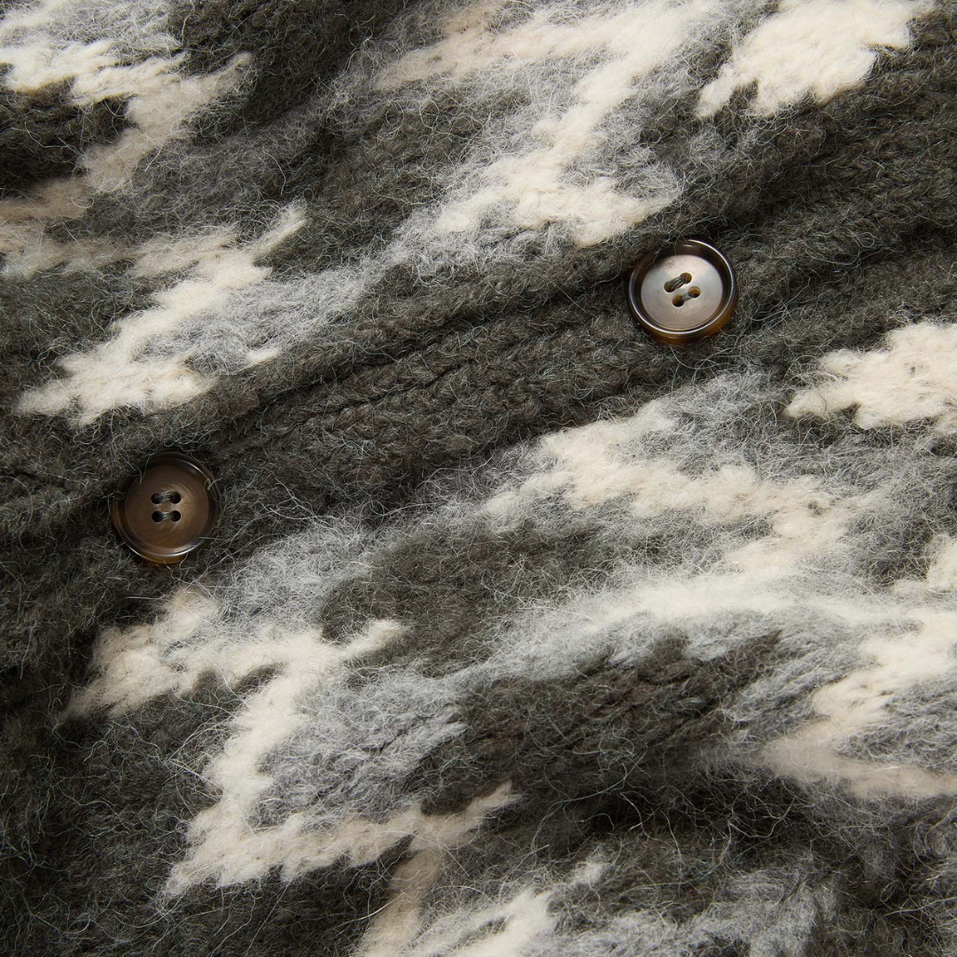 Christina Fair Isle Cardigan in Green Shadow Multi