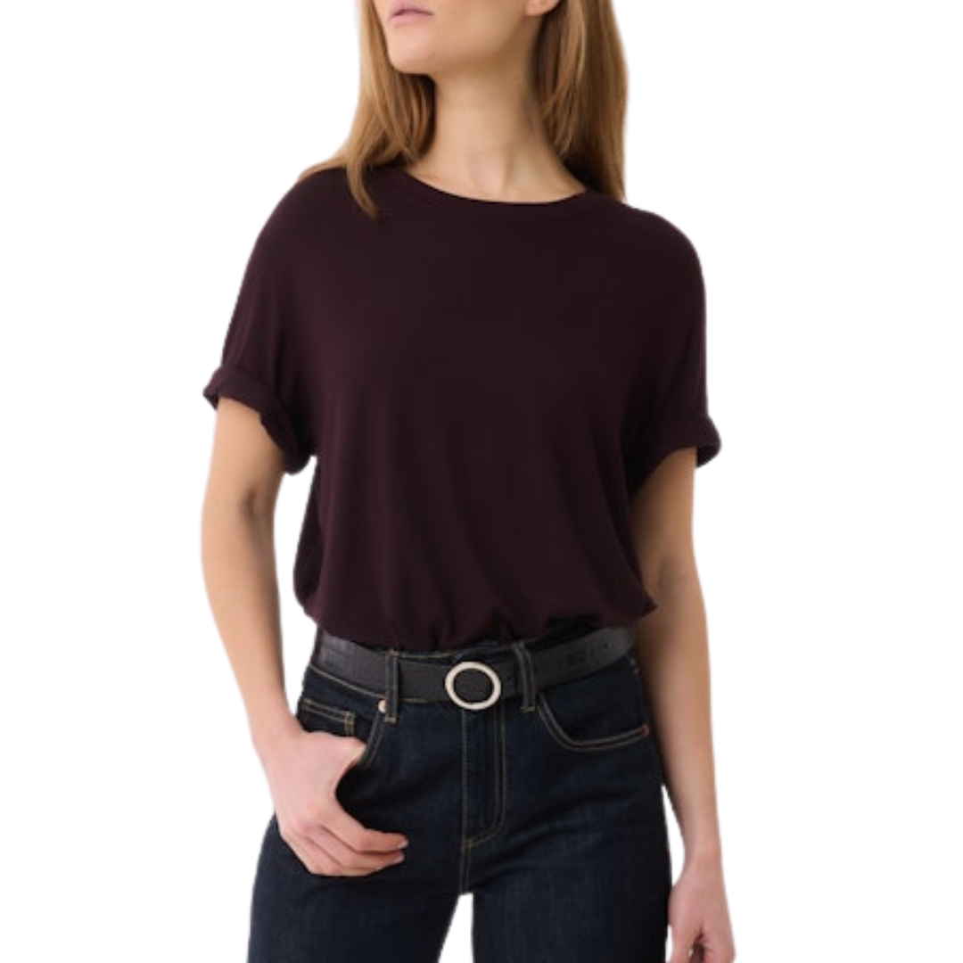 Soft Touch S/S Relaxed Crew in Aubergine