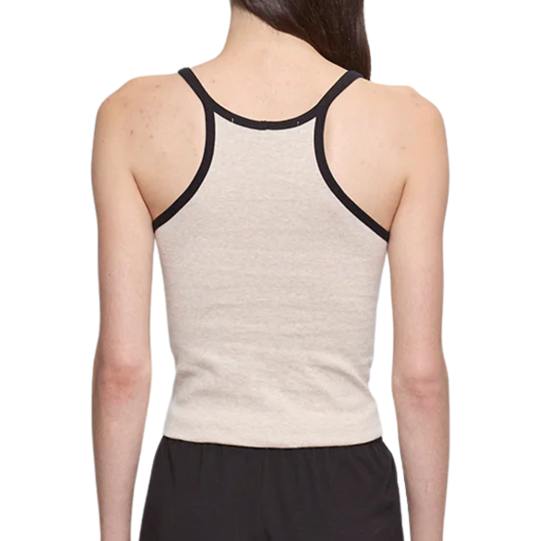 Cotton Classic Ringer Scoop Tank in Wheat/Black