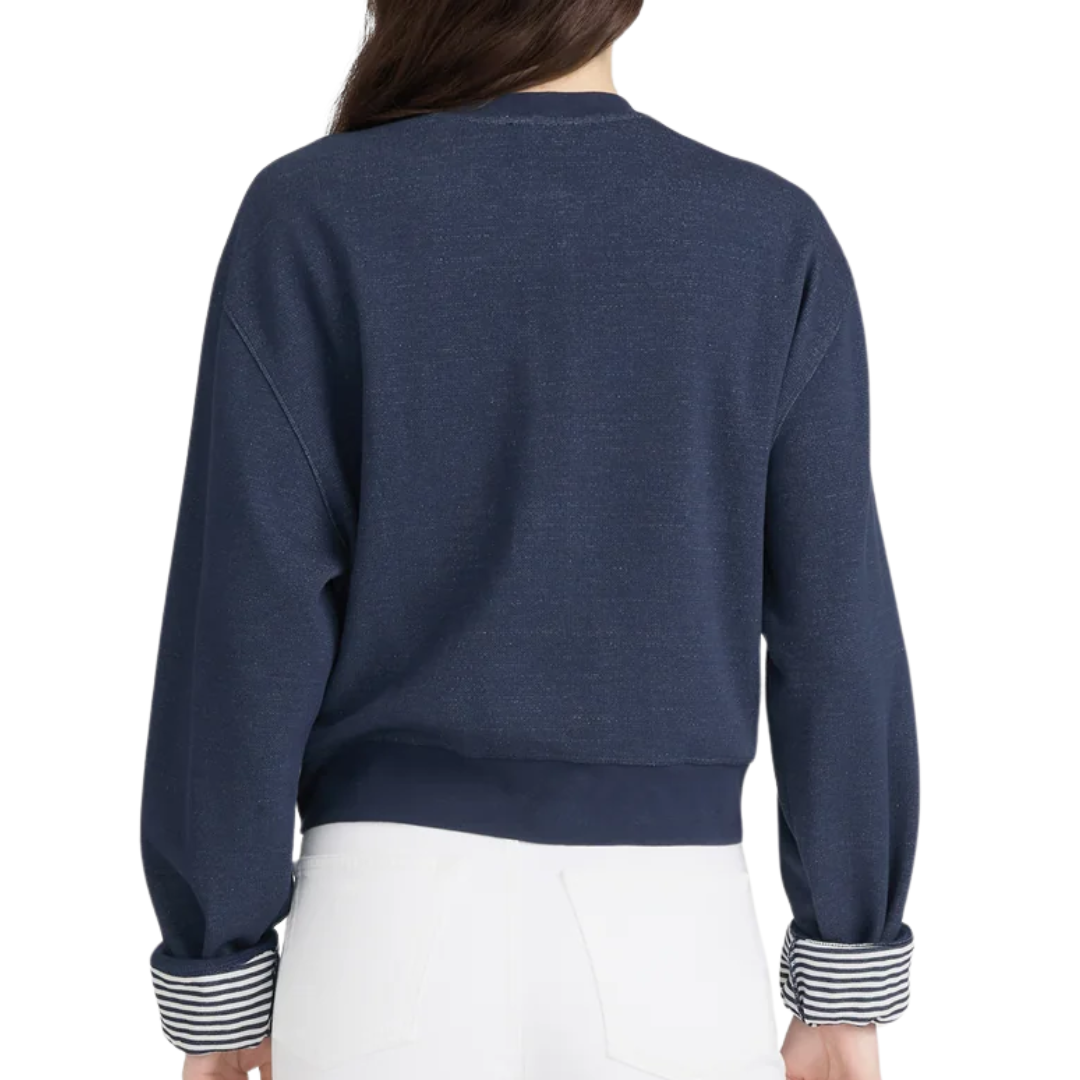 The Stripe Cuff Sweatshirt in Navy Multi