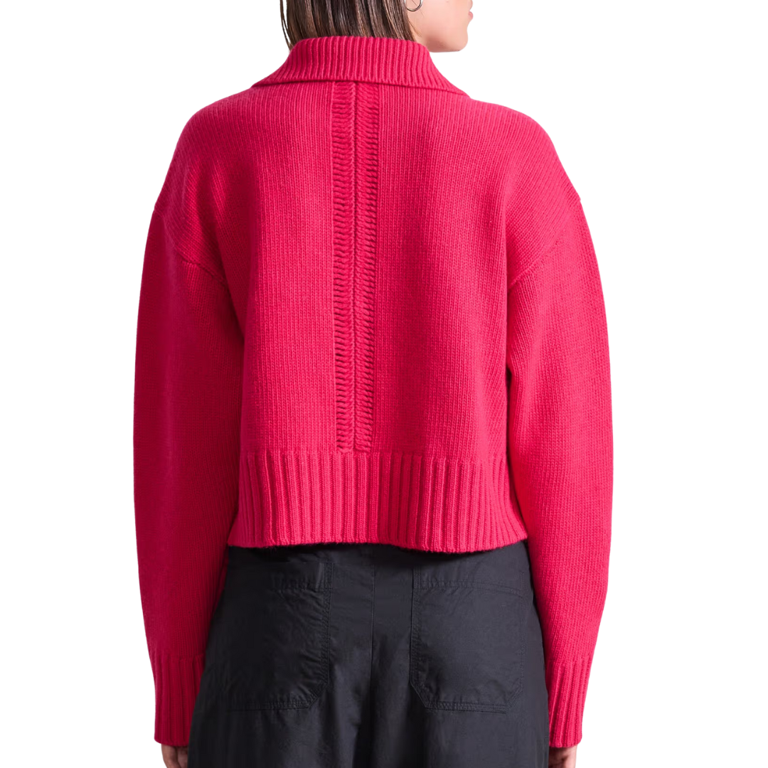 Split Neck Henley in Cerise