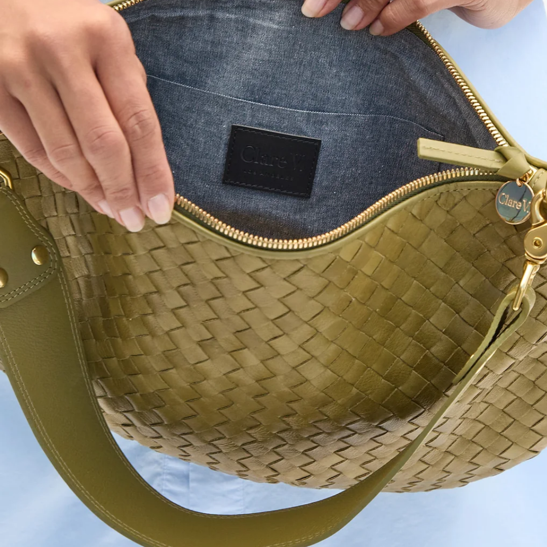 Moyen Messenger in Olive Diagonal Woven