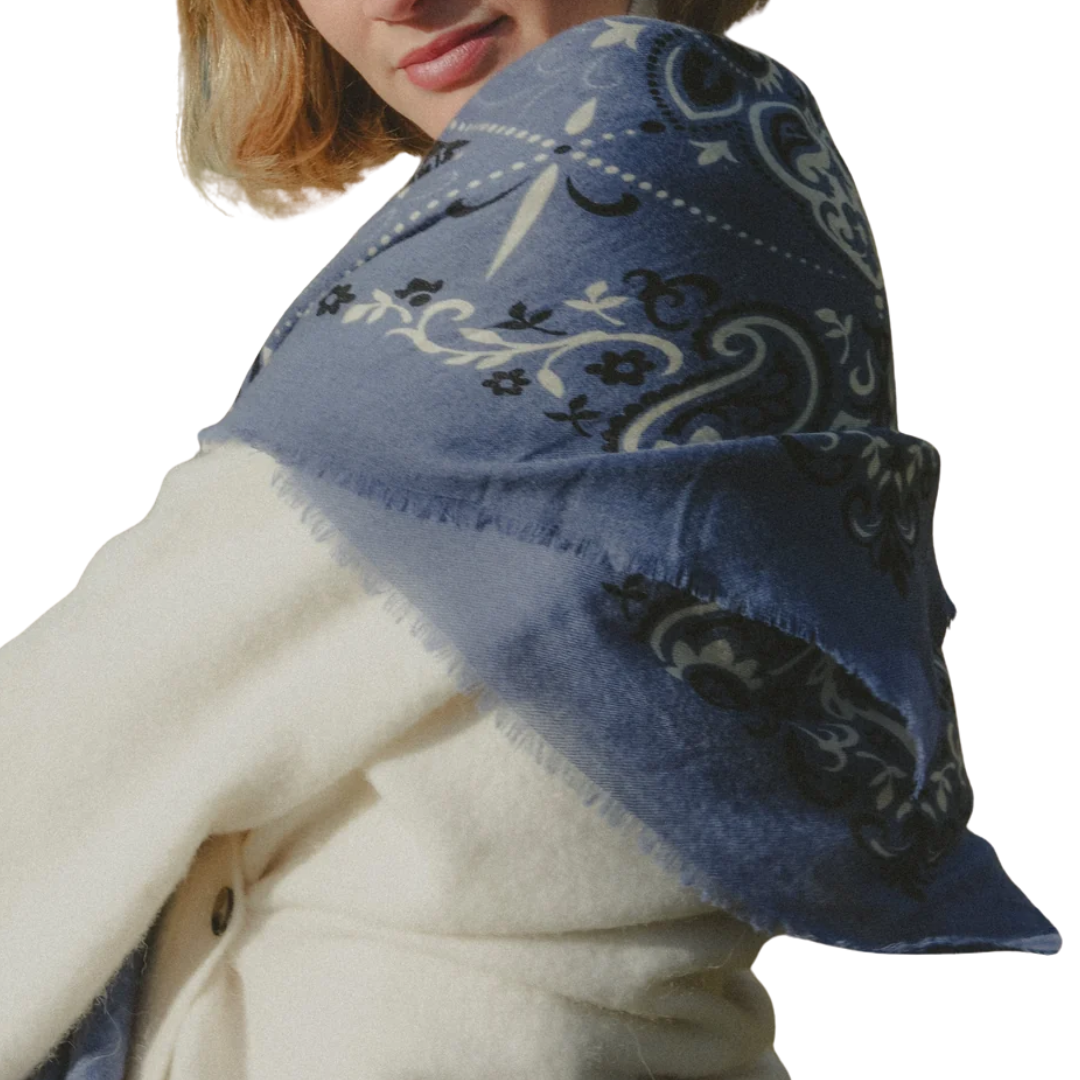 Bandana Wool Cashmere in Blue Granit