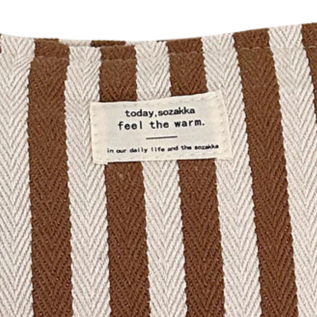 Striped Color Block Simple Make Up Bag in Brown