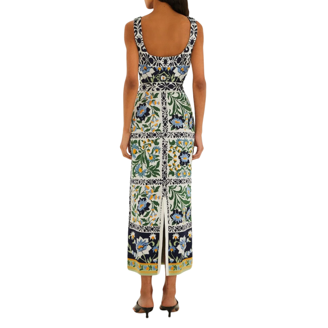 Belted Knit Midi Dress in Manoela Off-White