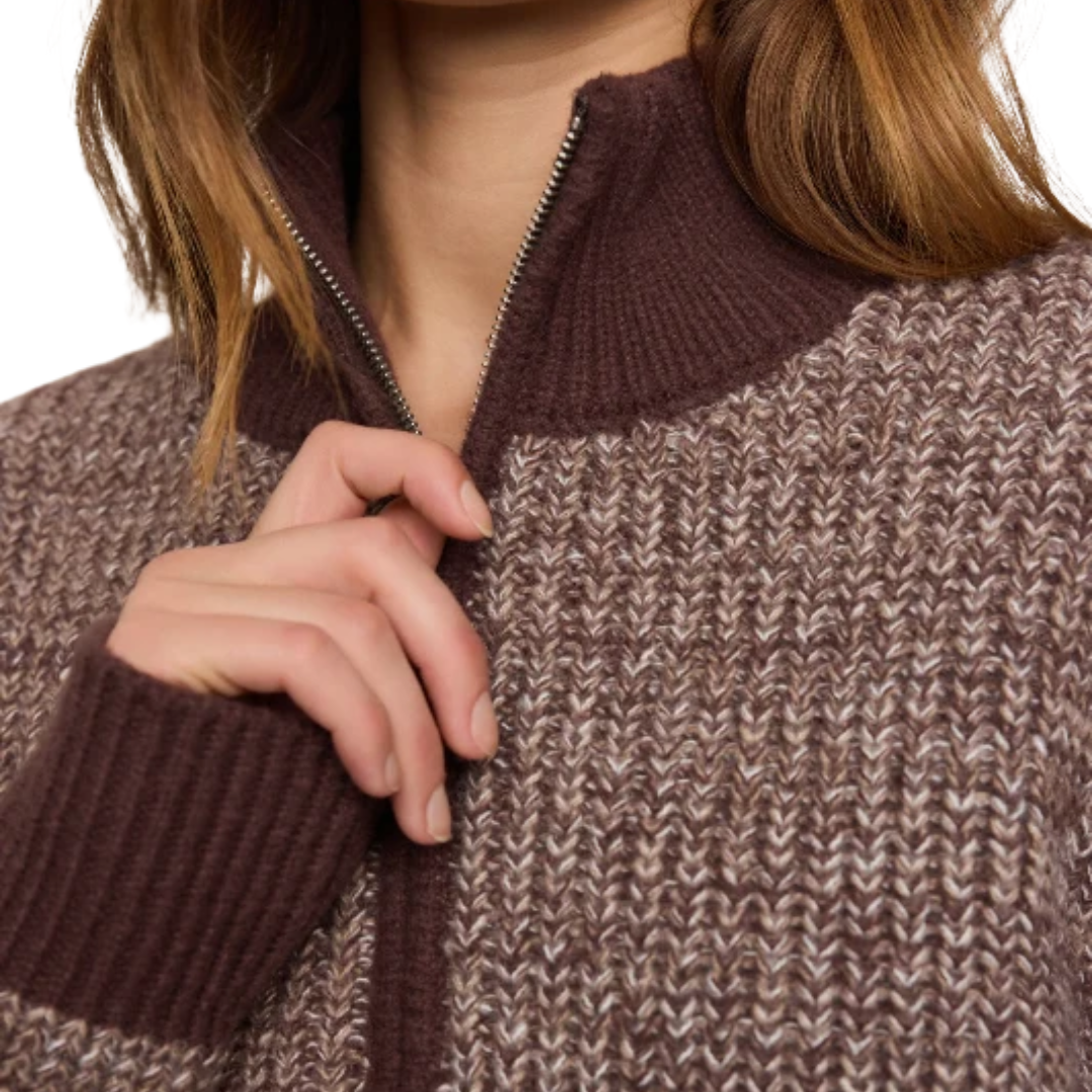 Ashford Zip Cardigan in Cocoa Bean