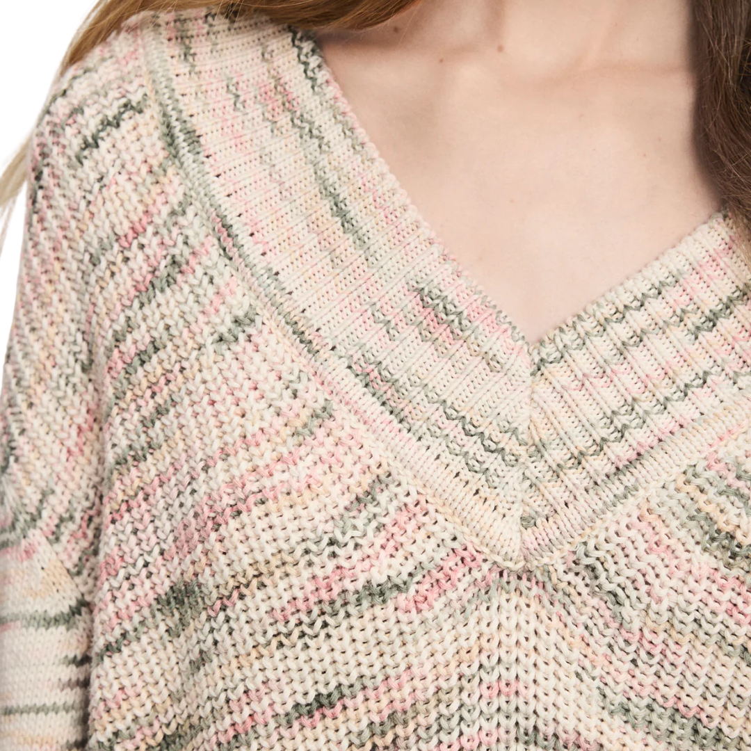 Anola V-Neck Sweater in Petal Multi