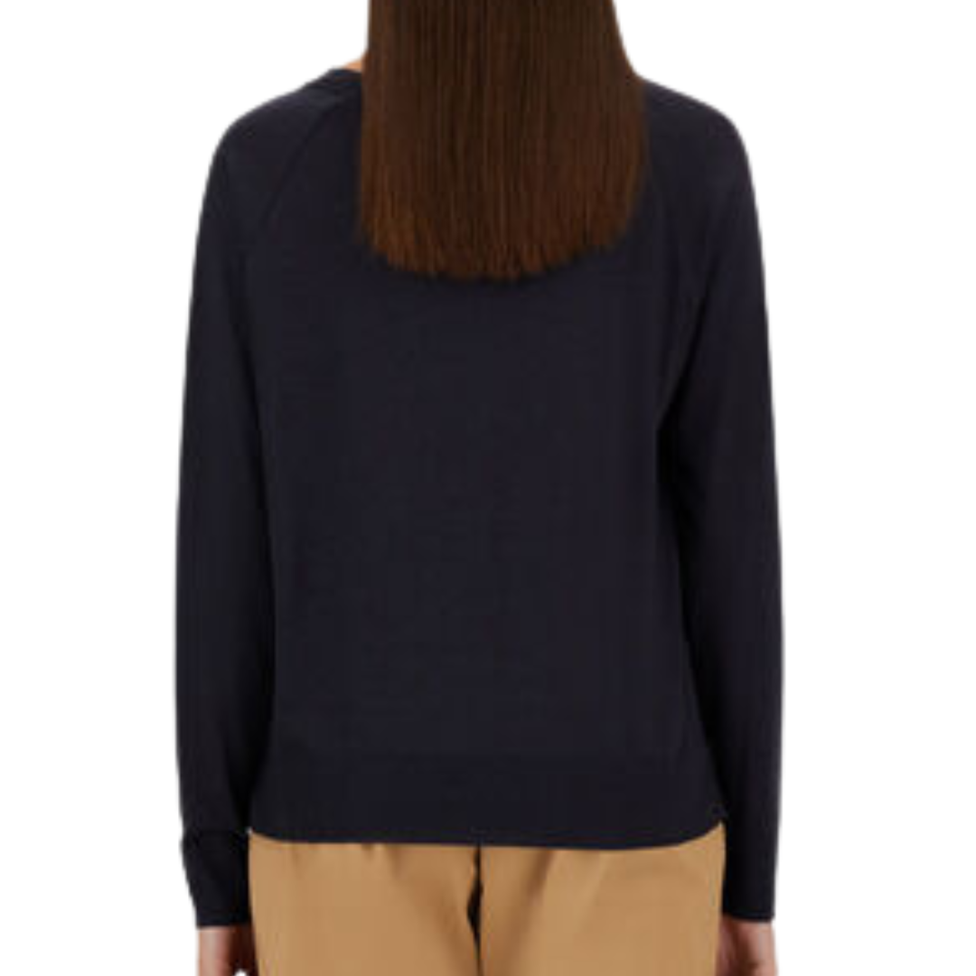 Long-Sleeved T-Shirt In Glam Knit Effect in Navy Blue