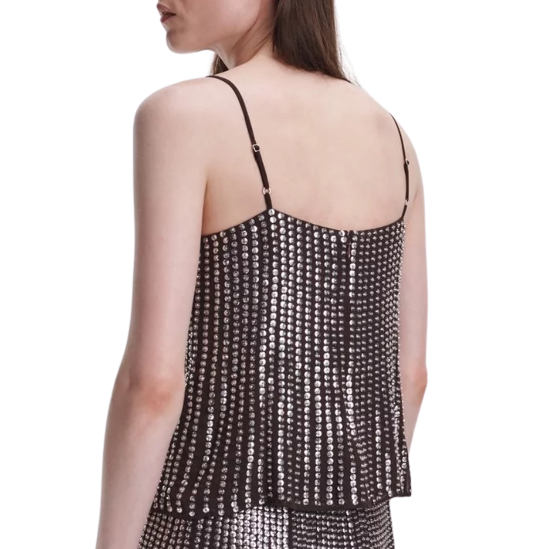 Lili Beaded Tank in Chocolate