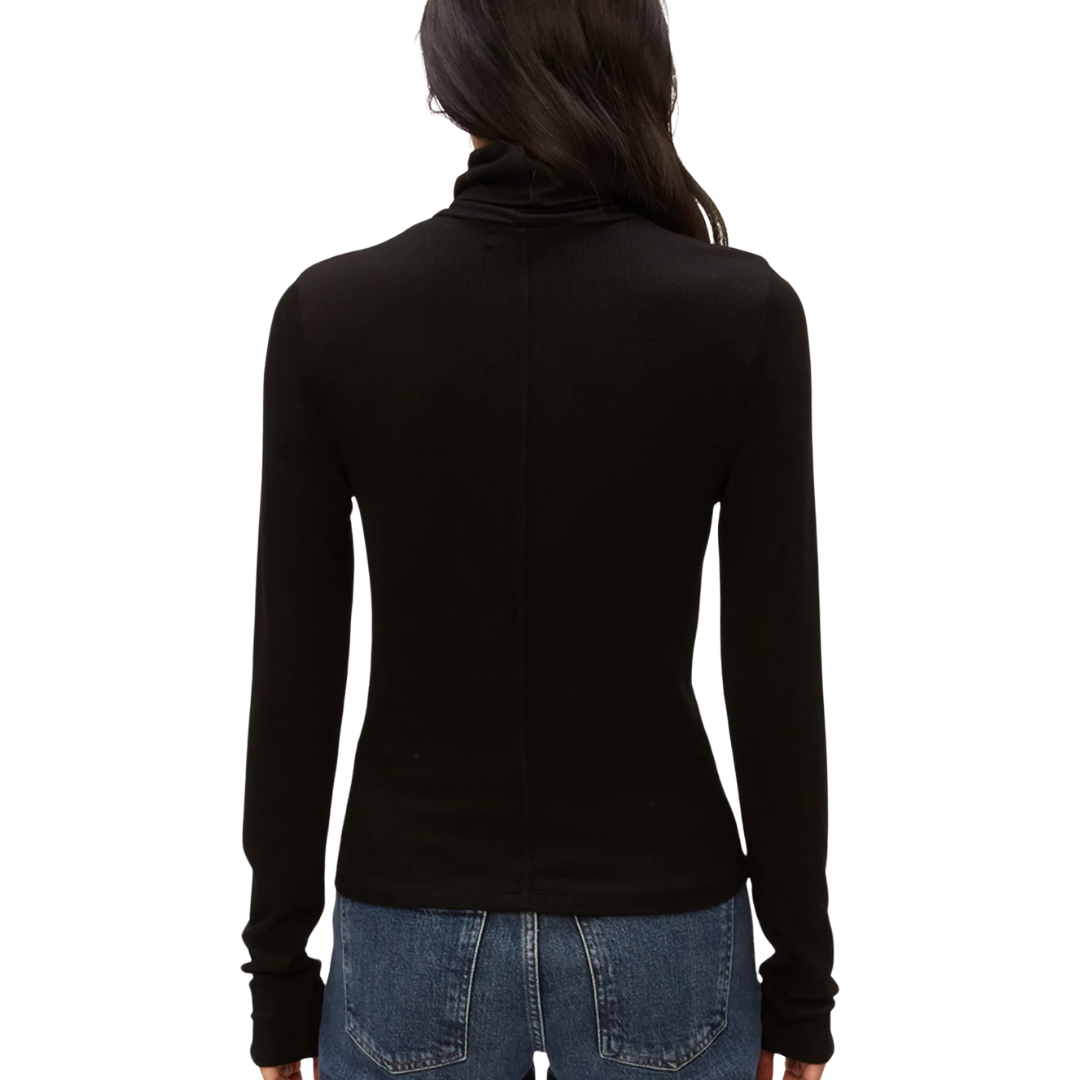Tara Crop Turtleneck in Black