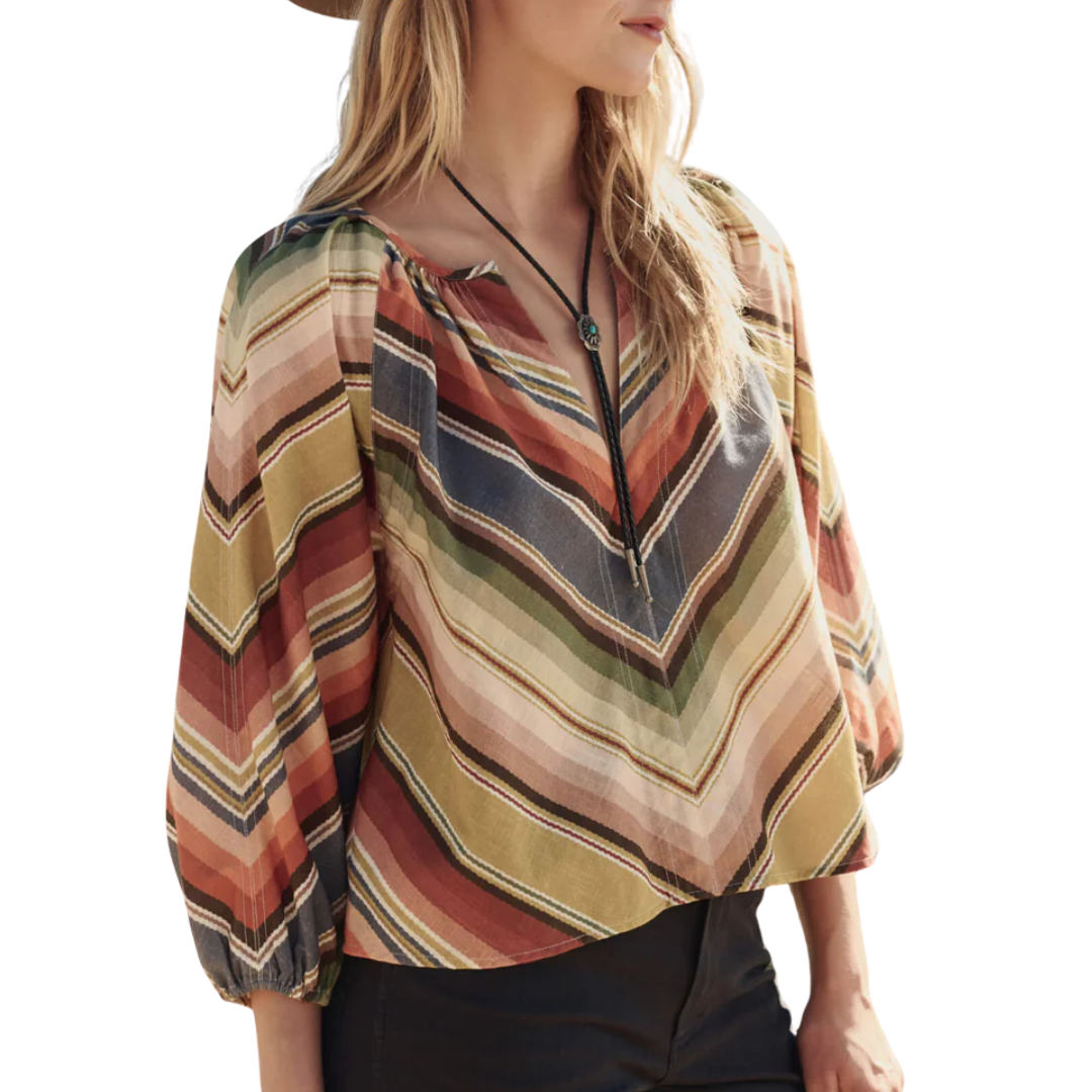 The Seamed Bodega Top in Davenport Stripe