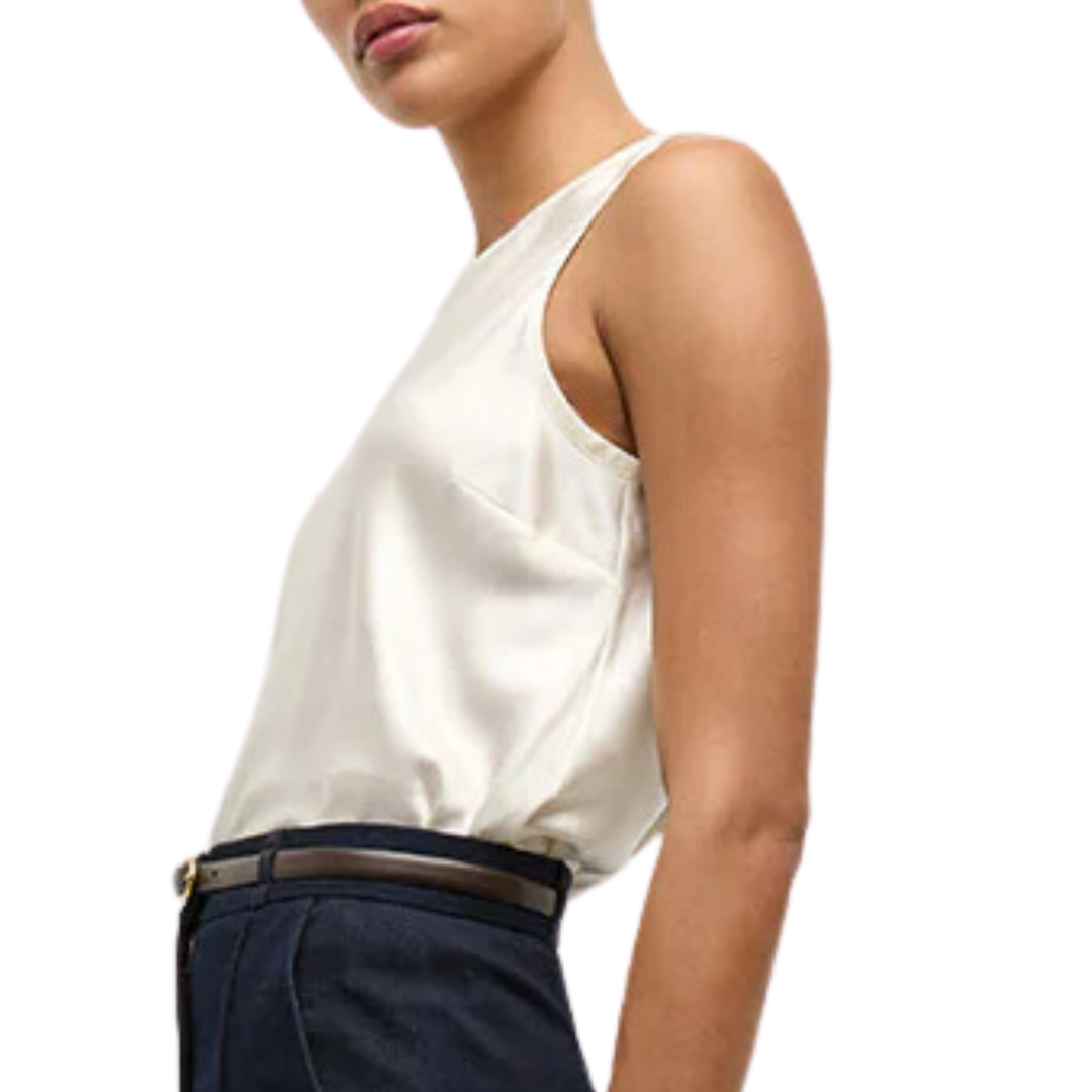 Sabrina Stretch-Silk Tank in Ivory