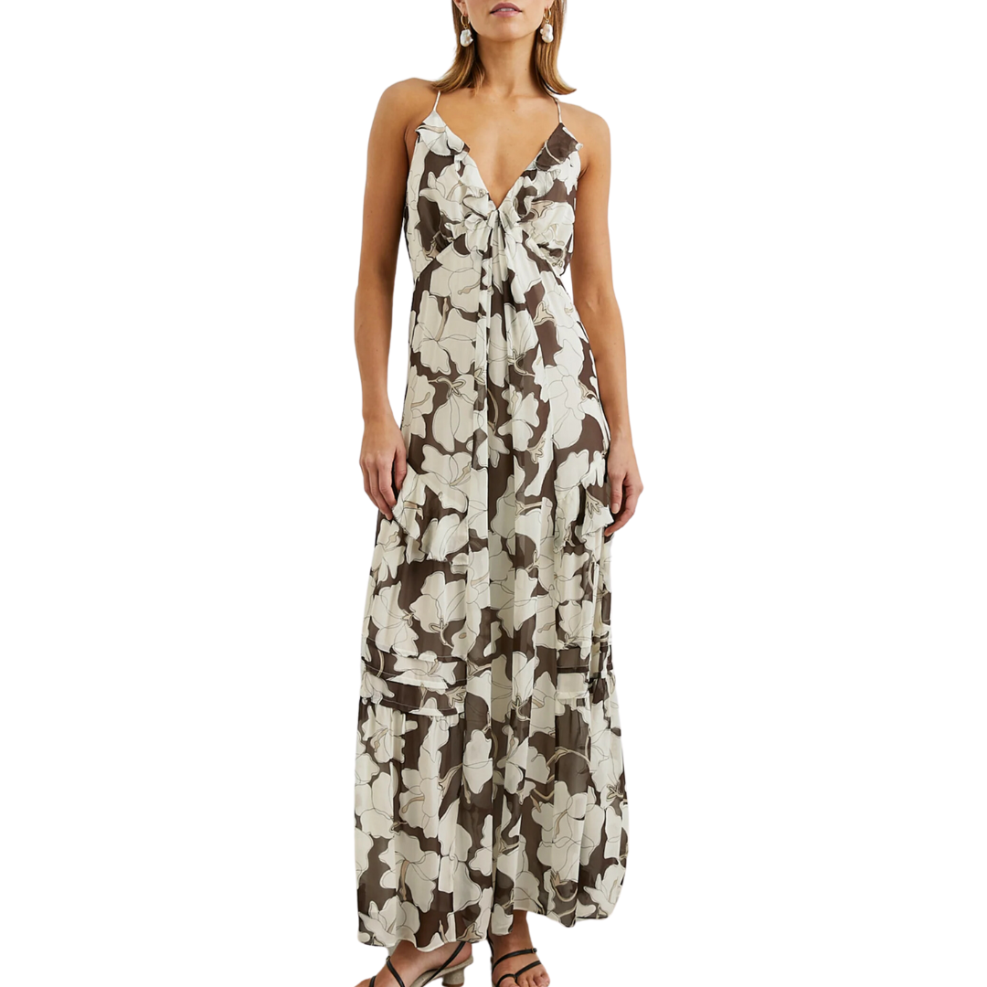 Boa Dress in Mocha Floral