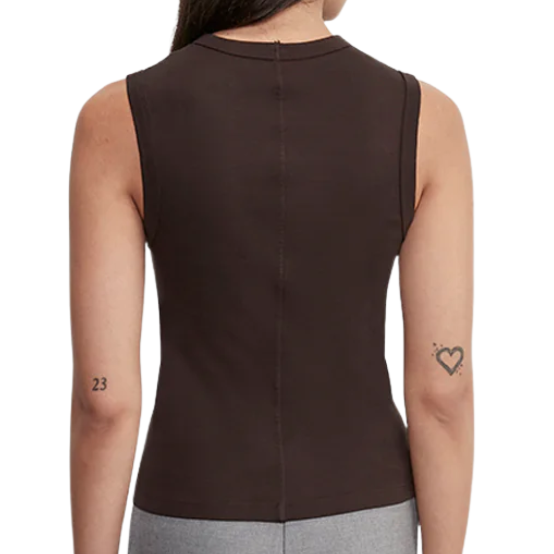 Supima Cotton Classic Sleeveless Tee in Coffee Bean