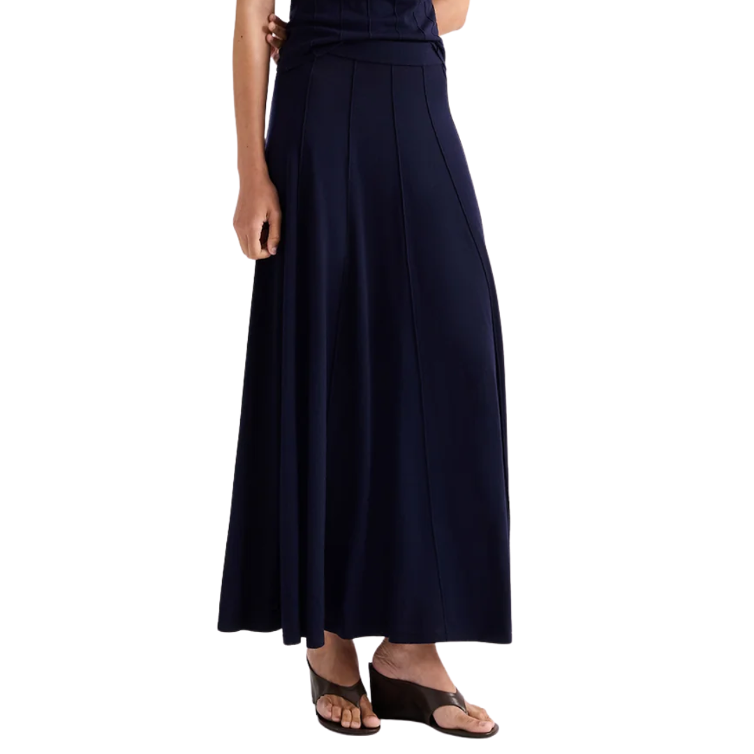 Seamed Maxi Skirt in Blue Nights