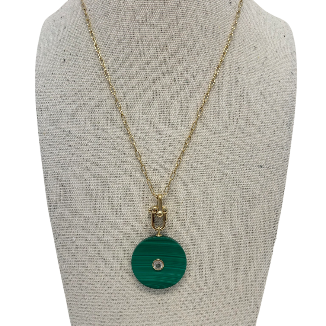 Malta Round Malachite Pendant Necklace