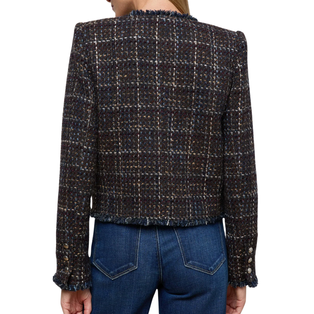 Zaya Tweed Jacket in Midnight Brown Multi Tweed