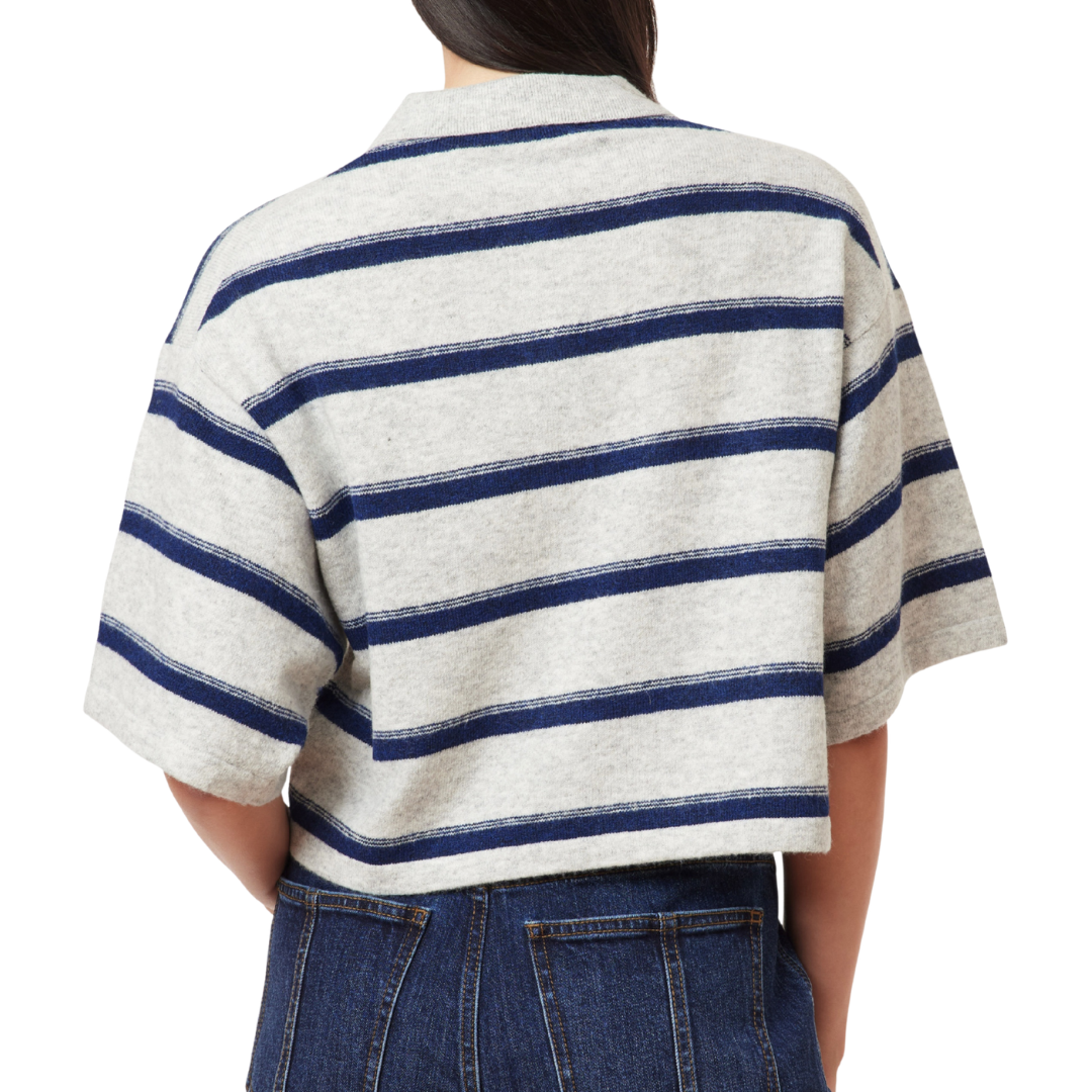 Striped Rugby Sweater in Heather Grey